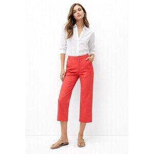 Massimo Dutti Coral Straight Leg Cropped Pants Stud Detail Size 4